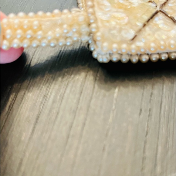 Vintage Pearl & Sequin Beaded Clutch Purse - Picture 9 of 10